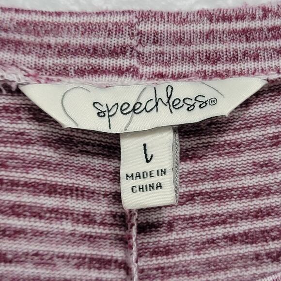 Speechless Purple Striped Dramatic Sleeve Dress Large 681 - Picture 3 of 12